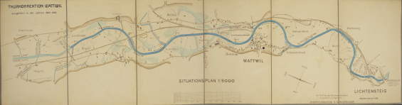 Situationsplan der Thurkorrektion bei Wattwil, 1914 (StASG W 229/1.4-18.14)